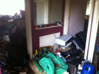 rubbish piled up in a house