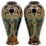2 green antique vases